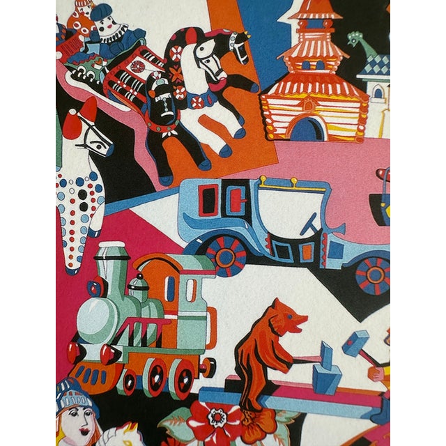 Paper 1980s Authentic Original Hermès “Za Bavushka” Silk Scarf Art Print Framed Folk Art French Luxury Wall Art Advertisement For Sale - Image 7 of 7