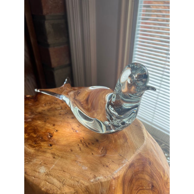 I think it is a pigeon? I’m guessing on the signature as well. It is a lovely clear glass bird, this I know.