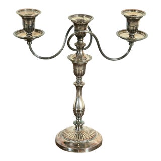 Tiffany & Co. Style Antique Victorian Silverplate Three-Light Candelabra For Sale