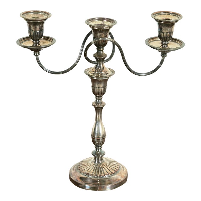 Tiffany & Co. Style Antique Victorian Silverplate Three-Light Candelabra For Sale