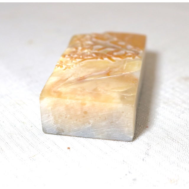 Antique Carved Chinese Shoushan Hard Stone Landscape Sculpture Statue Seal Block For Sale - Image 12 of 12