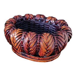 Antique Japanese Ikebana Bamboo Basket For Sale