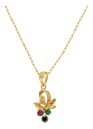 Emerald, Ruby & Sapphire Grape Cluster Necklace 16"