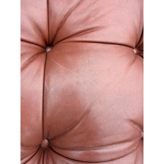 Animal Skin Leather Tufted Ottoman by Charles Stewart For Sale - Image 7 of 8
