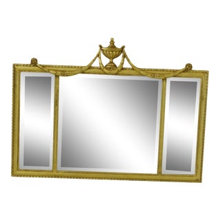 Ethan Allen Federal Style Gold Gilt 3 Section Mirror For Sale