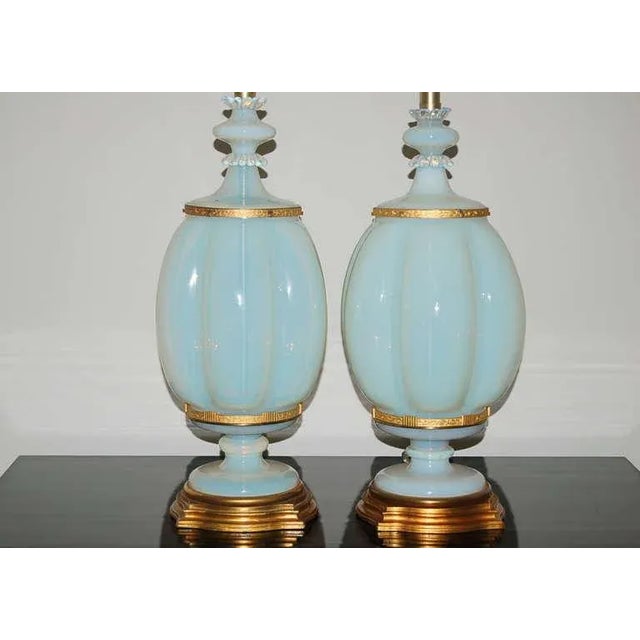 White 1960s Asian Marbro Murano White Opaline Glass Lamps - Pair For Sale - Image 8 of 11