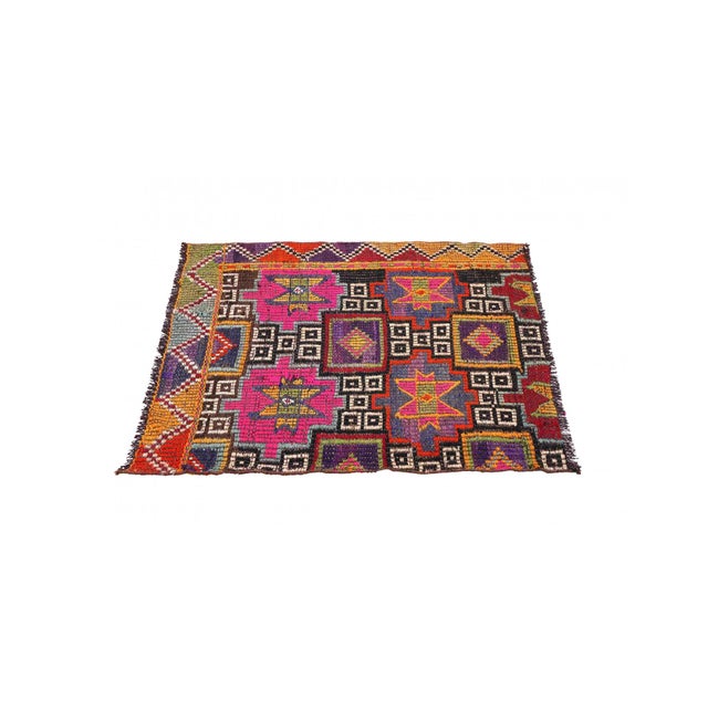 Small Ebroidered Vintage Kilim Rug - 2`7″ X 3`7″ Ft. For Sale - Image 4 of 6