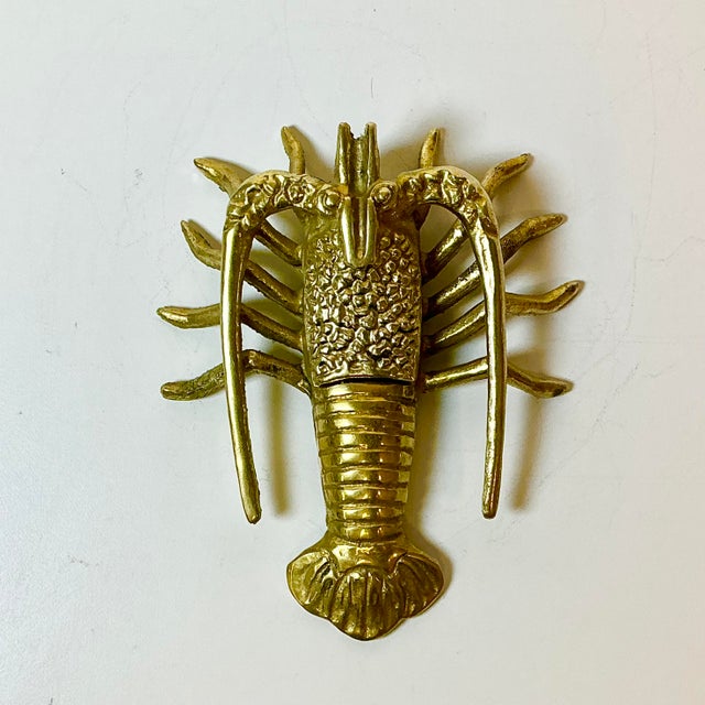 1960s Vintage Coastal Hollywood Regency Boho Chic Brass Lobster Box For Sale - Image 6 of 14