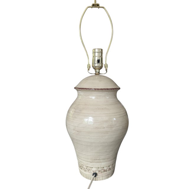 1960s Mid Century Modern Glazed Ceramic Pottery Table Lamp For Sale - Image 5 of 14