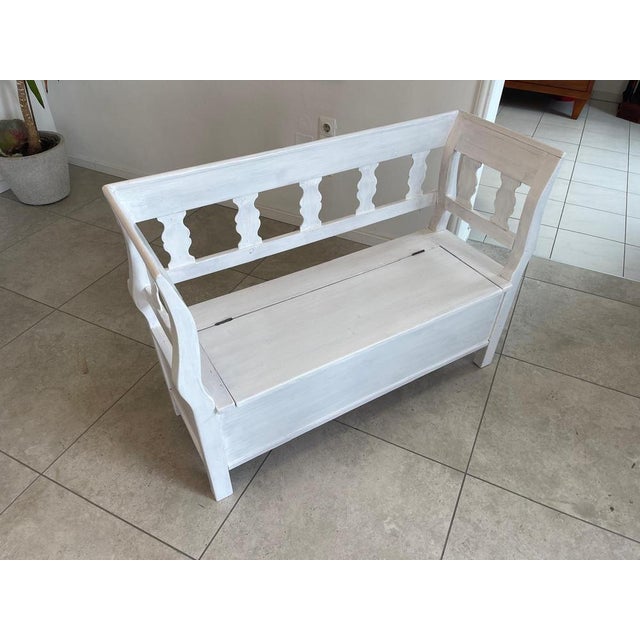 Provincial Natural Wood Kitchen Bench Chest For Sale - Image 4 of 16