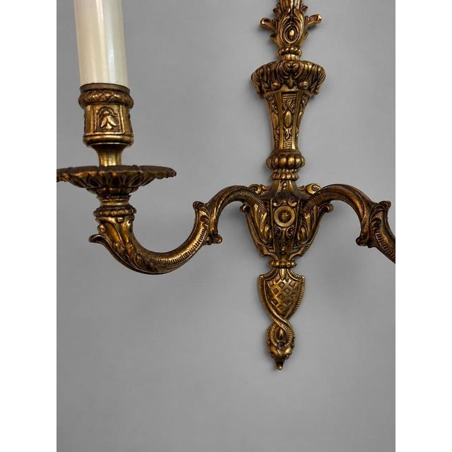 Antique French Sconces in Bronze, Set of 2 For Sale - Image 3 of 5