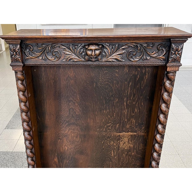 19th Century 19th Century Carved Oak Bookcase Cabinet in the Style of R. J. Horner & Co. For Sale - Image 5 of 17