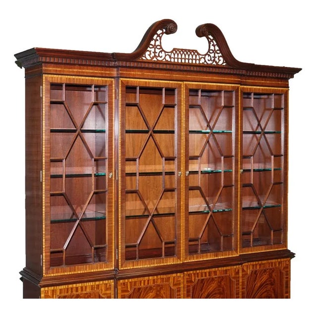 Large Georgian Style Mahogany Breakfront Bookcase For Sale - Image 5 of 18
