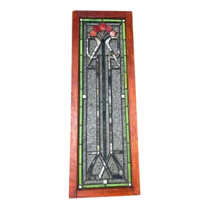 Antique Stained Lead Glass Window Door Architectural Salvage Arrow Flower