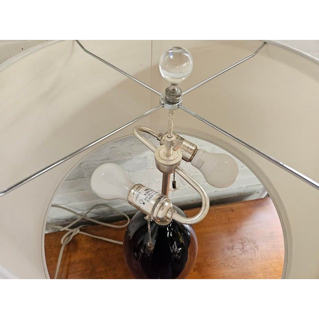 Contemporary Mottega Purple & Lucite Double Socket Lamp For Sale - Image 3 of 8