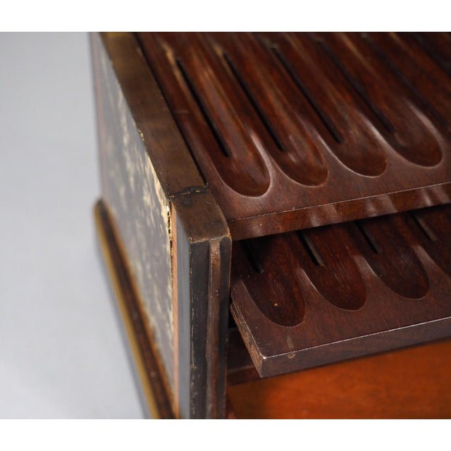 Circa 1870 French Ebonized Crossbow Front Marquetry and Cut Brass Cigar Humidor For Sale - Image 11 of 18