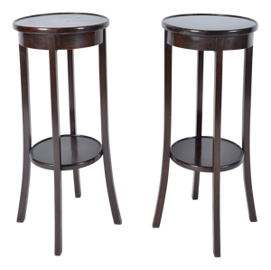 Antique English Mahogany Birch Wood Plant Stands, 1900s, Set of 2