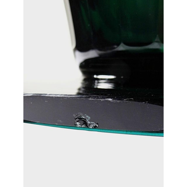 Large Antique Art Deco Vase in Cut Emerald Crystal, Bohemia, 1920s For Sale - Image 11 of 15