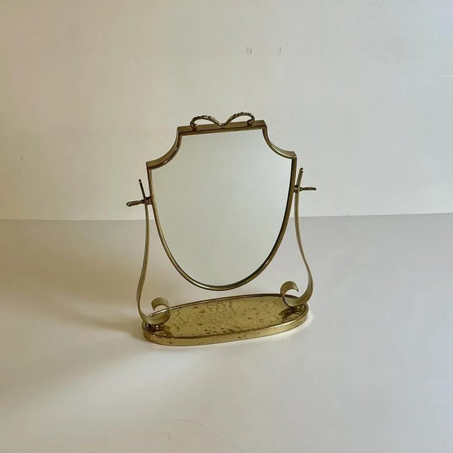 Brown Brass Mirror attributed to Gio Ponti, 1940s For Sale - Image 8 of 8