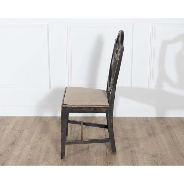 Set of Four 19th Century Swedish Blackened Wood and Gilt Lyre-Back Chairs For Sale - Image 10 of 18
