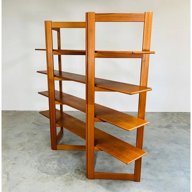 Mid-Century Modern Danish Modern Freestanding Teak Bookcase Shelving Etagere or Wall Unit For Sale - Image 3 of 9