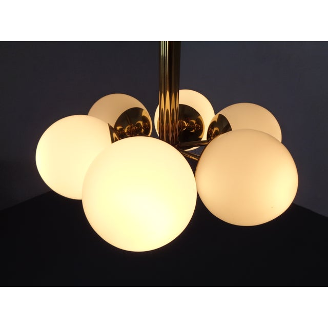 Sputnik Brass and Glass Ceiling Chandelier from Kaiser Idell / Kaiser Leuchten, Germany, 1960s For Sale - Image 10 of 18