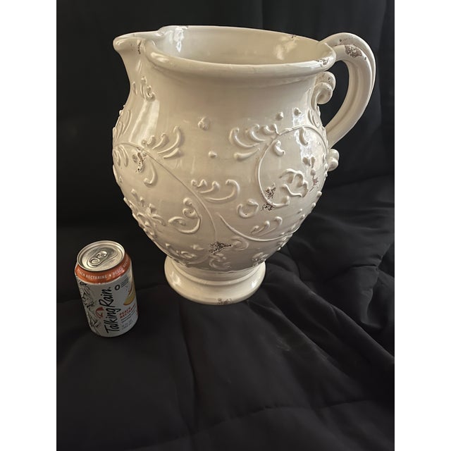 1990s 1990s Extra Large Arte Italica Cream Color Rustic Italian Pitcher For Sale - Image 5 of 9