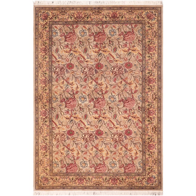 Shabby Chic Floral 1990's Pak-Persian Taupe/Gold Wool Rug - 6'0'' X 9'8'' For Sale - Image 9 of 9