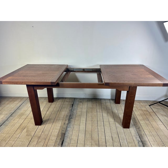 Brown Brutalist Oak Table with 2 Extension Leaves, 1990s For Sale - Image 8 of 13