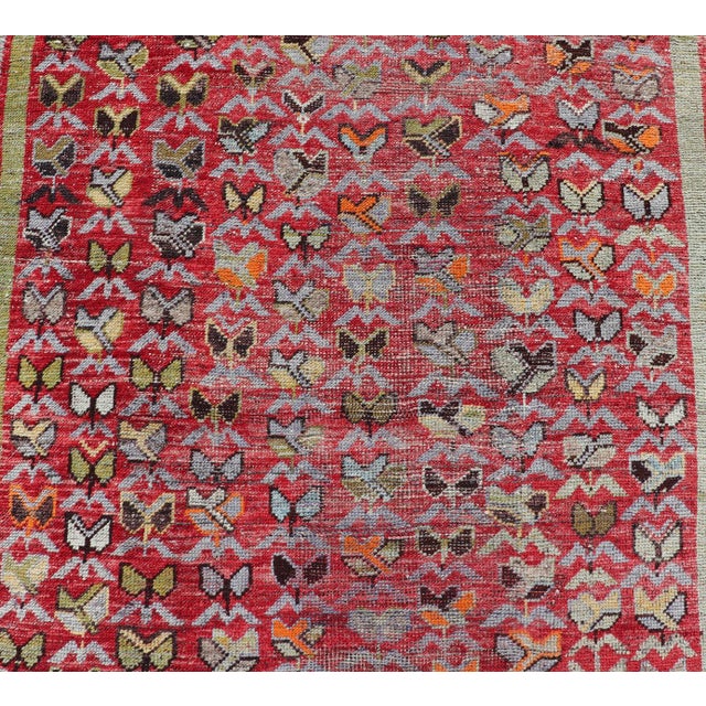 Colorful Vintage Konya Rug in Red Acid Green, Orange 4' X 8'10" For Sale In Atlanta - Image 6 of 12