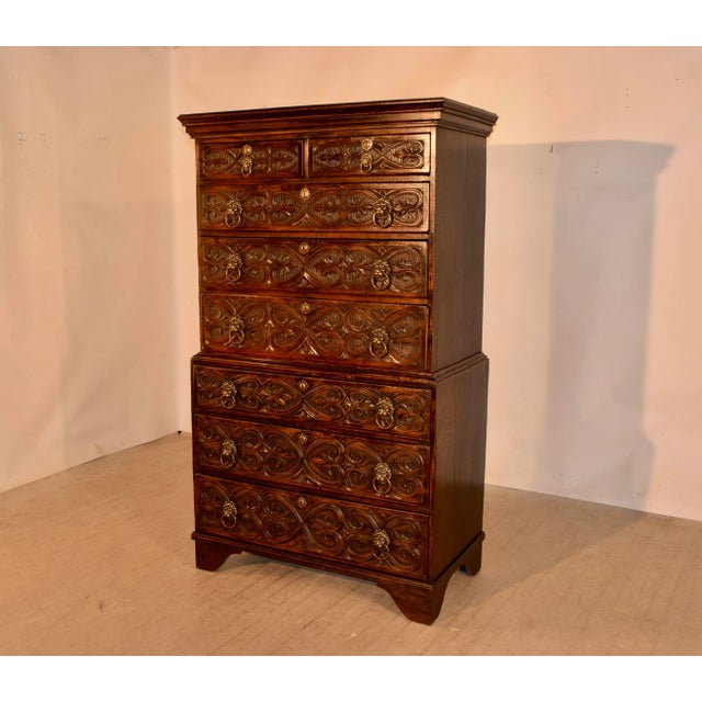 18th Century 18th C. English Carved Chest on Chest For Sale - Image 5 of 12