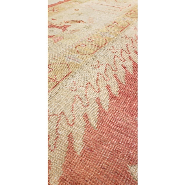 Antique Oushak Carpet, Handmade Turkish Oriental Rug, Beige, Coral, Soft Colors For Sale - Image 10 of 18