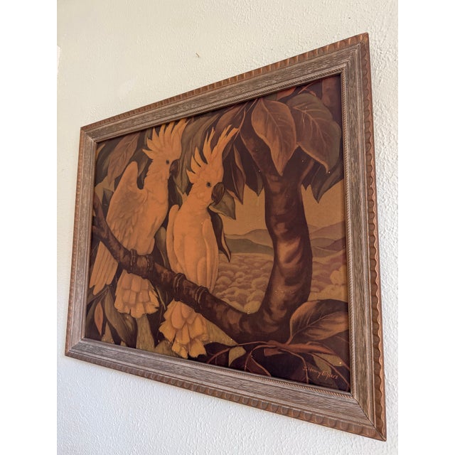 Vintage Cockatoo Print in Carved Frame For Sale - Image 4 of 6