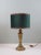 Elegant vintage brass table lamp combined with a bespoke lampshade in deep green velvet. the shade is handcrafted using...