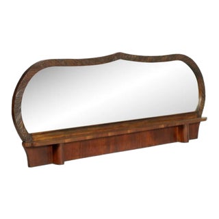 Hand-Carved Walnut Mirror with Shelf by Osvaldo Borsani, 1930s For Sale