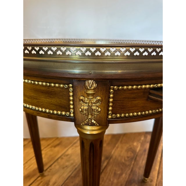 Wood Marble Top Mahogany Side Table With Brass Gallery and Mounts For Sale - Image 7 of 11