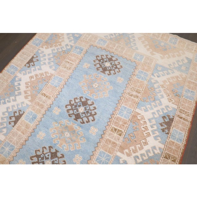 Late 20th Century Sky Blue Turkish Konya Rug rug no.j4306 For Sale - Image 5 of 7