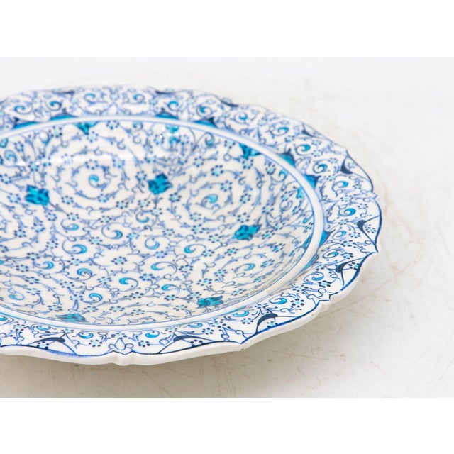 Ceramic Vintage Iznik Plate in Turquoise, Blue, Cream, Early 20th C. Turkey For Sale - Image 7 of 10