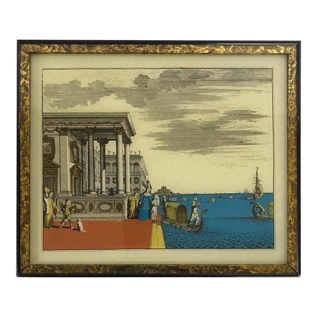 Italian Hand-Colored Engraving of the Grand Canal, Venice, in the Manner of Giuseppe Vasi, Framed For Sale