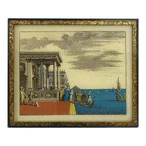 Italian Hand-Colored Engraving of the Grand Canal, Venice, in the Manner of Giuseppe Vasi, Framed