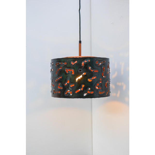 Metal Brutalist Copper Pendant Lamp from Boréns, 1970s For Sale - Image 7 of 13