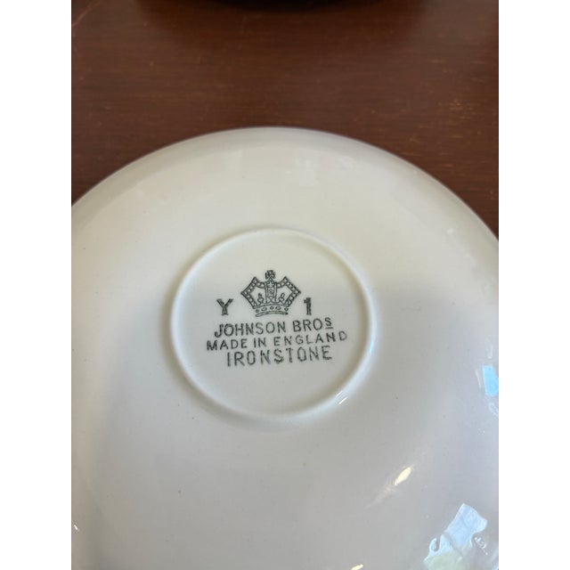 Vintage Johnson Brothers Tivoli White Cups & Saucers — Set of 28 For Sale - Image 9 of 11