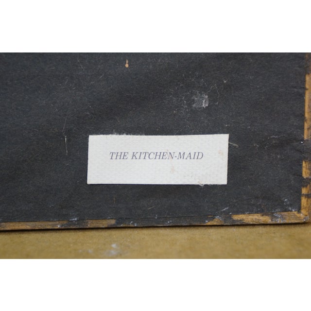 Vintage 1983 Kitchen Maid Milkmaid Print on Board After Johannes Vermeer 20", Framed For Sale - Image 9 of 11