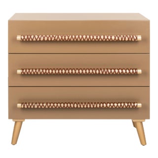 3 Drawer Chest in Taupe & Gold For Sale