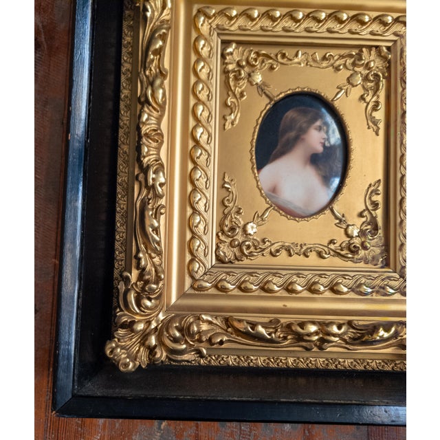 19th Century German KPM Style Miniature Portrait on Porcelain in Shadowbox Frame For Sale In New York - Image 6 of 18