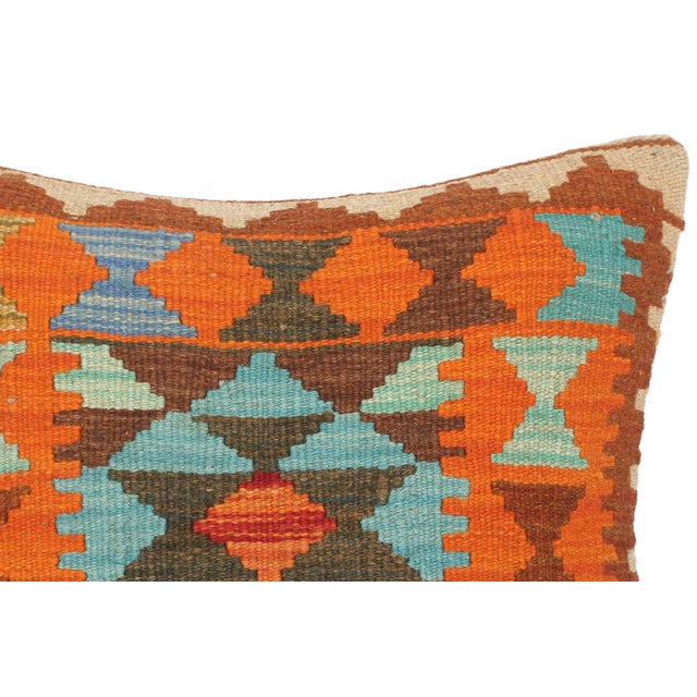 2000 - 2009 Shabby Chic Turkish Angeline Hand Woven Kilim Throw Pillow For Sale - Image 5 of 6
