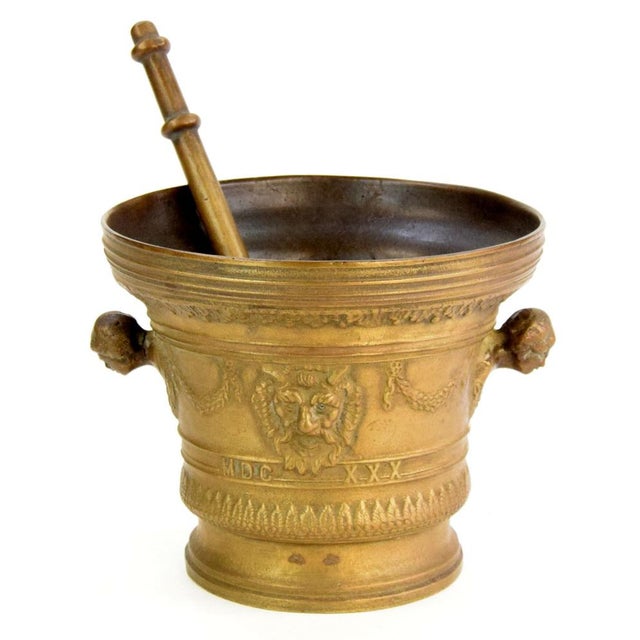 17th Century Style Pharmacy Mortar with Pestle, 1890s, Set of 2 For Sale - Image 6 of 6