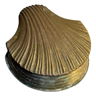 Small Brass Hinge-Top Shell Box For Sale