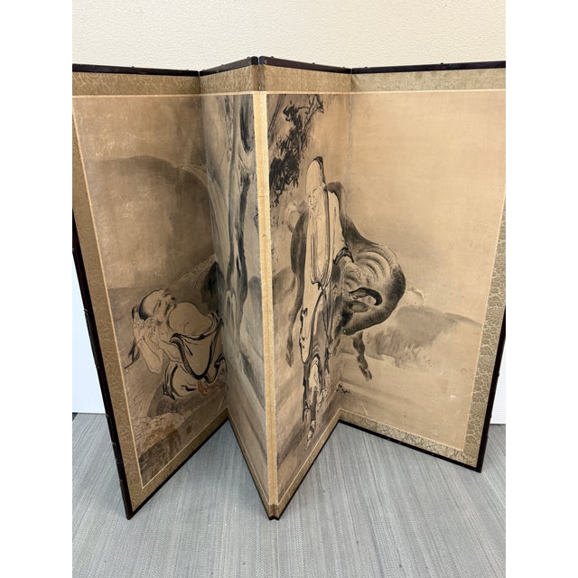 Japanese Byobu Taoist Folding Divider, Antique For Sale - Image 15 of 15