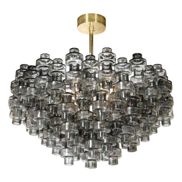 Modernist Murano Smoked Grey Manubri Glass Chandelier, Italy, 21st Century For Sale